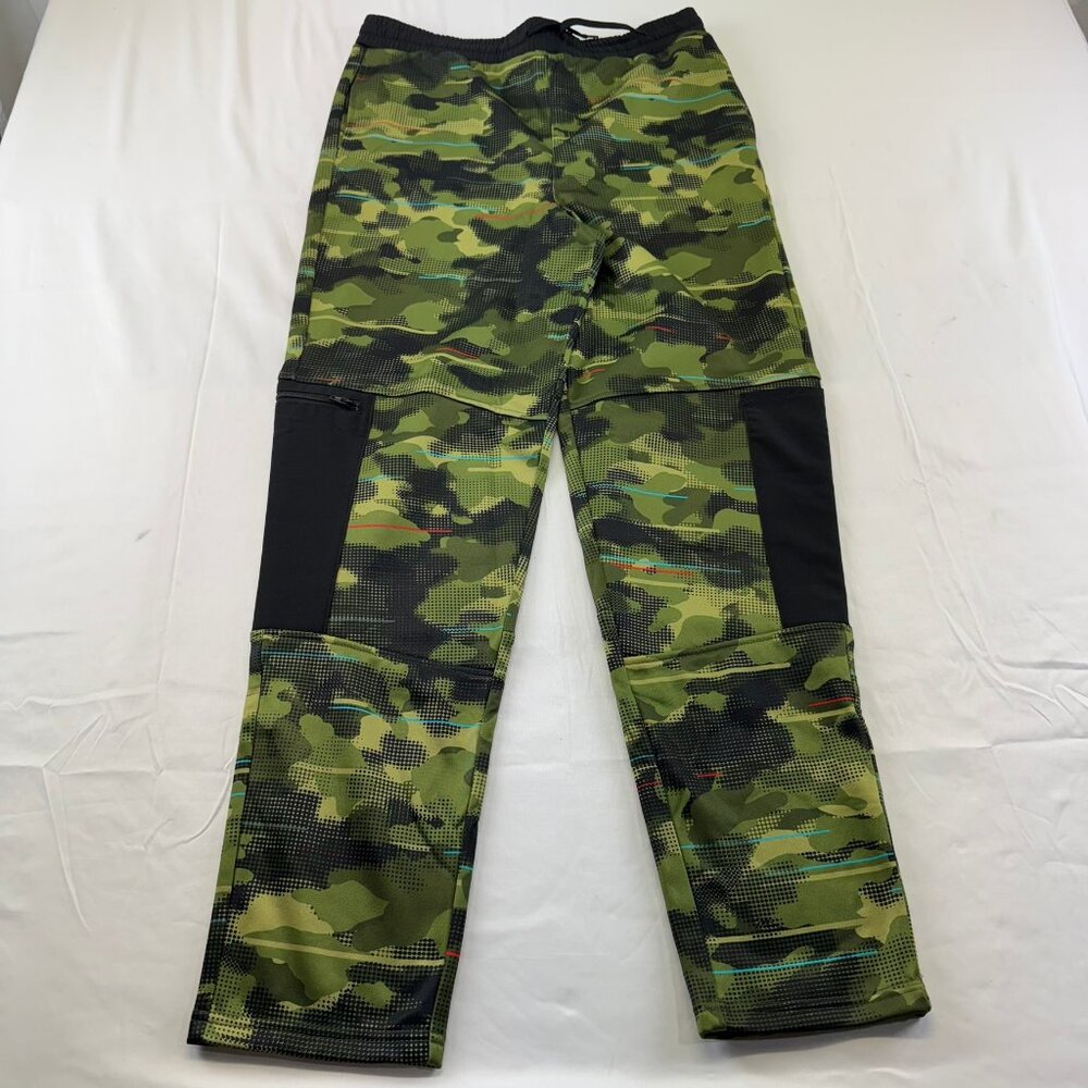 Lands End Sweatpants Boys 2XL Green Cargo Camouflage Camo Patch Drawstring